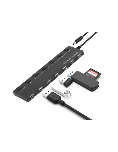 Conceptronic HUBBIES08BP hub de interfaz USB 2.0 480 Mbit s Negro