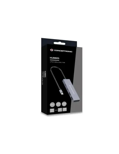 Conceptronic HUBBIES13G hub de interfaz USB 3.2 Gen 2 (3.1 Gen 2) Type-C 10000 Mbit s Gris