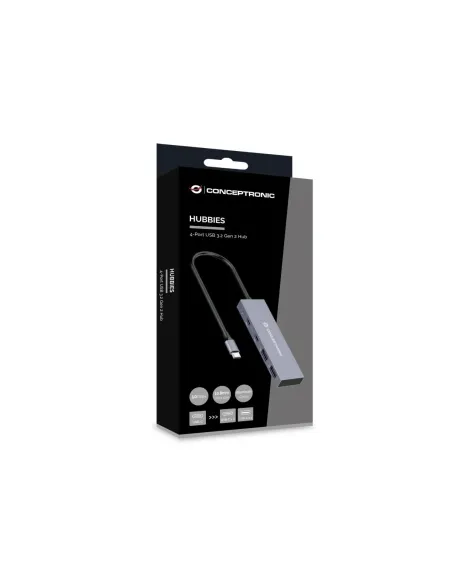 Conceptronic HUBBIES13G hub de interfaz USB 3.2 Gen 2 (3.1 Gen 2) Type-C 10000 Mbit s Gris
