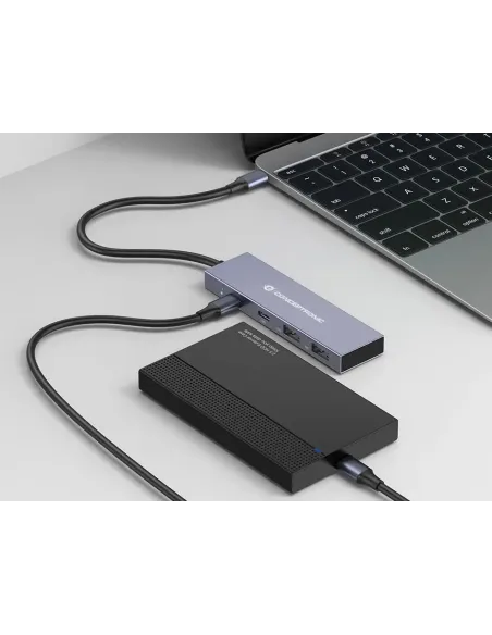 Conceptronic HUBBIES13G hub de interfaz USB 3.2 Gen 2 (3.1 Gen 2) Type-C 10000 Mbit s Gris