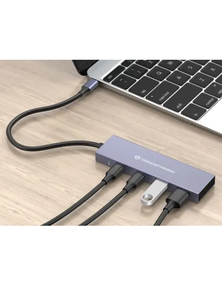 Conceptronic HUBBIES13G hub de interfaz USB 3.2 Gen 2 (3.1 Gen 2) Type-C 10000 Mbit s Gris