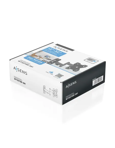 AISENS Soporte Eco Giratorio, Inclinable y Nivelable para Monitor TV 20kg (3 Pivotes) de 13"-32", Negro