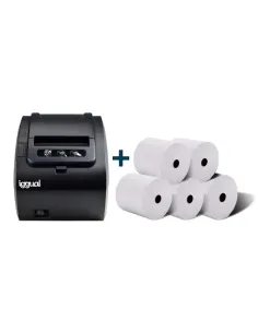 iggual Kit impresora térmica TP8002 + 5 rollos