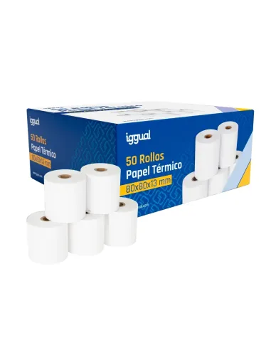 iggual Caja 50 rollos papel térmico sin BPA 80x80
