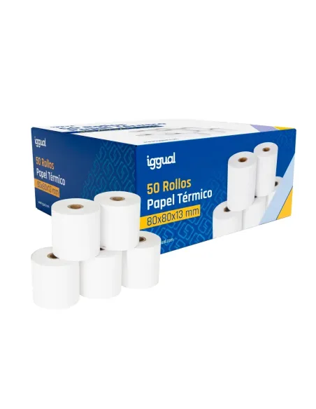 iggual Caja 50 rollos papel térmico sin BPA 80x80
