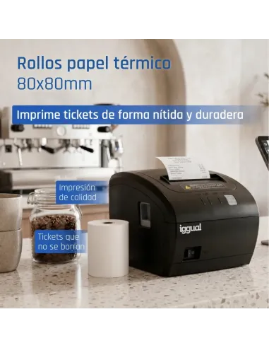 iggual Caja 50 rollos papel térmico sin BPA 80x80