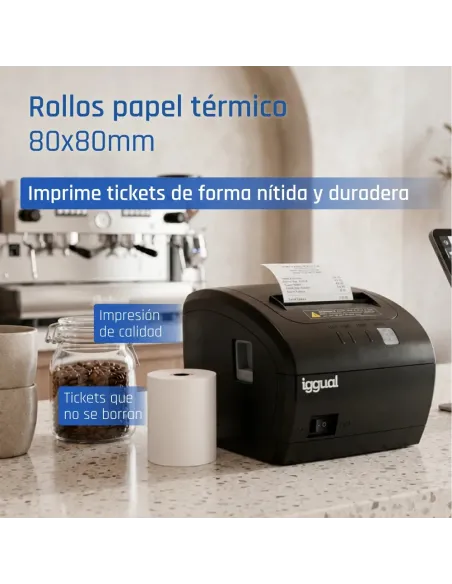 iggual Caja 50 rollos papel térmico sin BPA 80x80