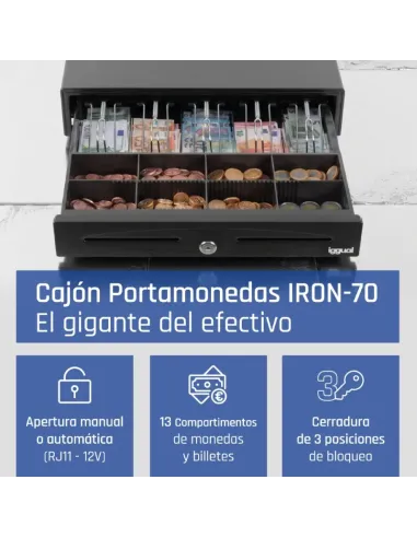iggual Cajón Portamonedas IRON-70 44,5cm 5+8 negro