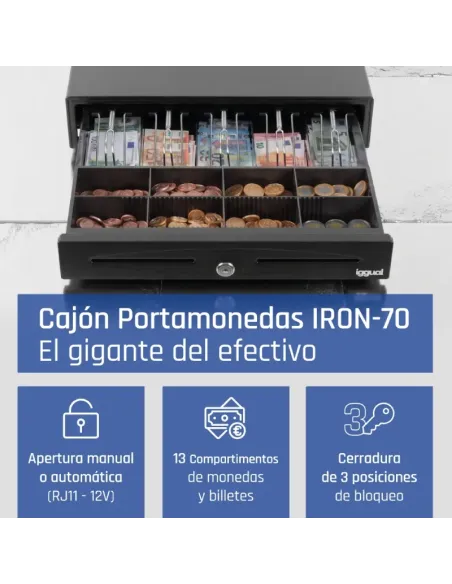 iggual Cajón Portamonedas IRON-70 44,5cm 5+8 negro