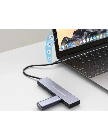 Conceptronic HUBBIES14G hub de interfaz USB 3.2 Gen 2 (3.1 Gen 2) Type-C 10000 Mbit s Gris