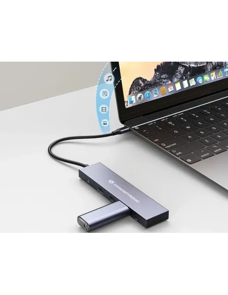 Conceptronic HUBBIES14G hub de interfaz USB 3.2 Gen 2 (3.1 Gen 2) Type-C 10000 Mbit s Gris