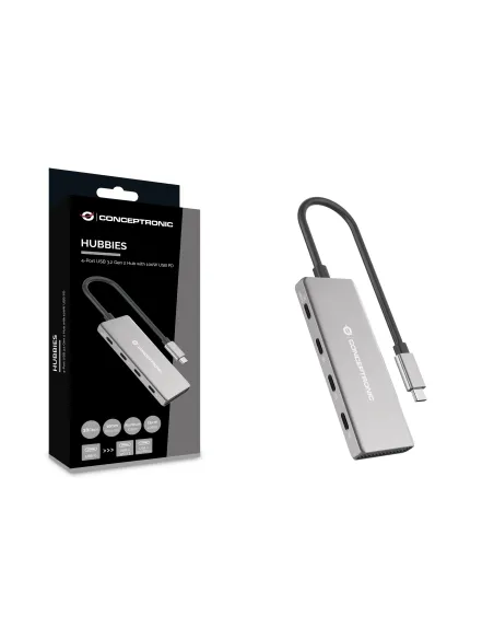 Conceptronic HUBBIES16G hub de interfaz USB 3.2 Gen 2 (3.1 Gen 2) Type-C 10000 Mbit s Gris