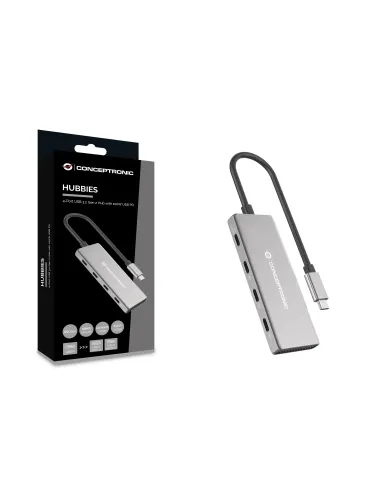 Conceptronic HUBBIES16G hub de interfaz USB 3.2 Gen 2 (3.1 Gen 2) Type-C 10000 Mbit s Gris