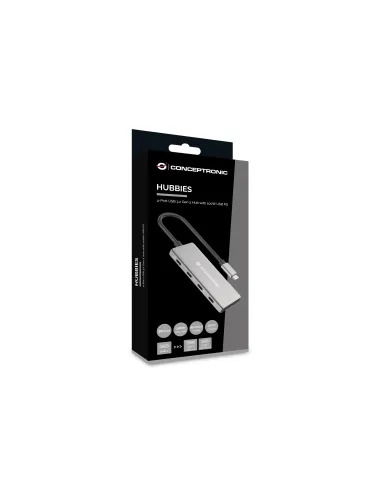 Conceptronic HUBBIES16G hub de interfaz USB 3.2 Gen 2 (3.1 Gen 2) Type-C 10000 Mbit s Gris