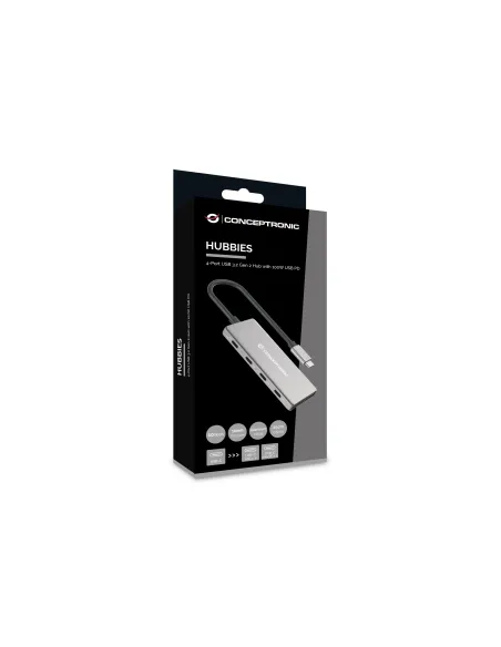Conceptronic HUBBIES16G hub de interfaz USB 3.2 Gen 2 (3.1 Gen 2) Type-C 10000 Mbit s Gris