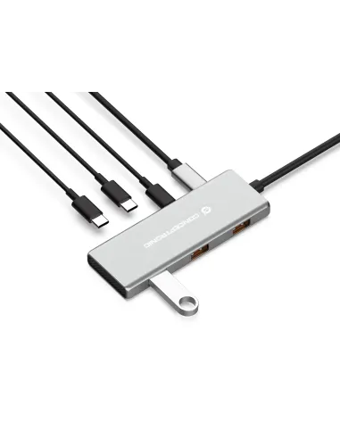 Conceptronic HUBBIES17G hub de interfaz USB 3.2 Gen 2 (3.1 Gen 2) Type-C 10000 Mbit s Gris
