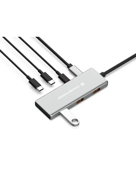 Conceptronic HUBBIES17G hub de interfaz USB 3.2 Gen 2 (3.1 Gen 2) Type-C 10000 Mbit s Gris