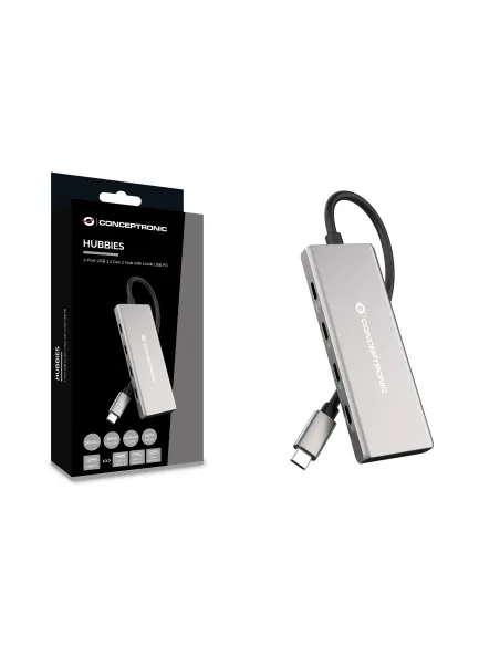 Conceptronic HUBBIES17G hub de interfaz USB 3.2 Gen 2 (3.1 Gen 2) Type-C 10000 Mbit s Gris