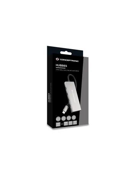 Conceptronic HUBBIES17G hub de interfaz USB 3.2 Gen 2 (3.1 Gen 2) Type-C 10000 Mbit s Gris