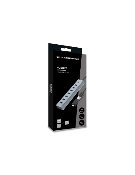 Conceptronic HUBBIES21G hub de interfaz USB 3.2 Gen 1 (3.1 Gen 1) Type-A 5000 Mbit s Gris