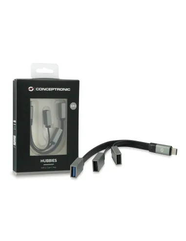 Conceptronic HUBBIES01G hub de interfaz USB 3.2 Gen 2 (3.1 Gen 2) Type-C 5000 Mbit s Gris
