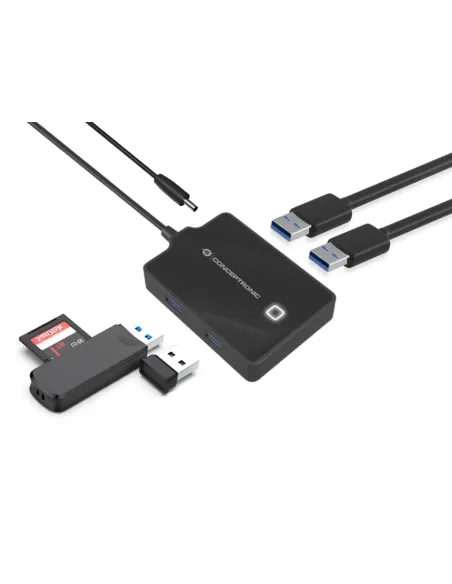 Conceptronic HUBBIES11B base para portátil y replicador de puertos USB 3.2 Gen 1 (3.1 Gen 1) Type-A Negro
