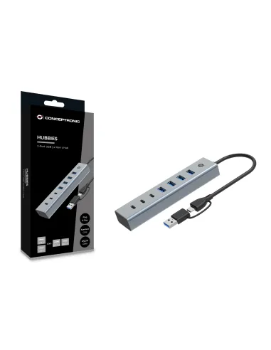 Conceptronic HUBBIES20G hub de interfaz USB 3.2 Gen 1 (3.1 Gen 1) Type-C 5000 Mbit s Gris