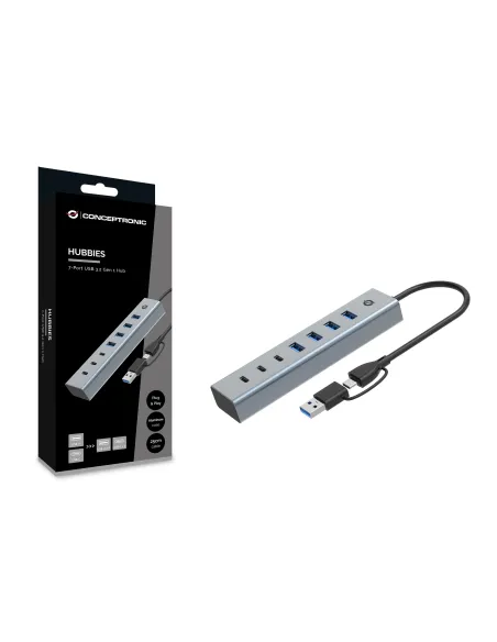 Conceptronic HUBBIES20G hub de interfaz USB 3.2 Gen 1 (3.1 Gen 1) Type-C 5000 Mbit s Gris