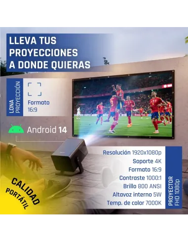 iggual Pack proyector 4K + Lona proyección 100"