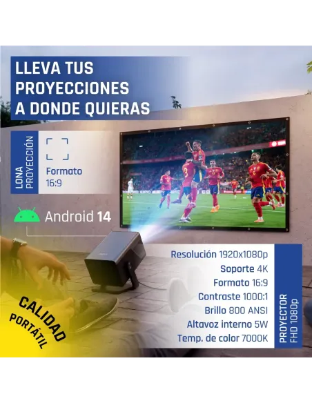 iggual Pack proyector 4K + Lona proyección 100"
