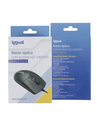 iggual Ratón óptico COM-BUSINESS2-2400DPI negro