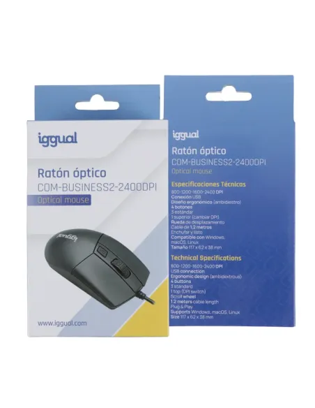 iggual Ratón óptico COM-BUSINESS2-2400DPI negro