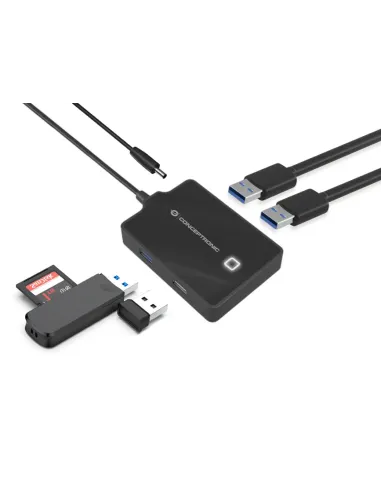 Conceptronic HUBBIES10B base para portátil y replicador de puertos USB 3.2 Gen 1 (3.1 Gen 1) Type-A Negro