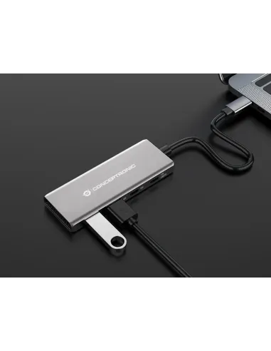 Conceptronic HUBBIES15G hub de interfaz USB 3.2 Gen 2 (3.1 Gen 2) Type-C 10000 Mbit s Gris
