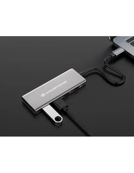 Conceptronic HUBBIES15G hub de interfaz USB 3.2 Gen 2 (3.1 Gen 2) Type-C 10000 Mbit s Gris