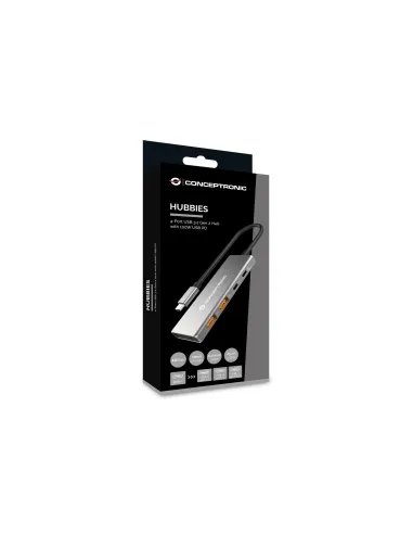 Conceptronic HUBBIES15G hub de interfaz USB 3.2 Gen 2 (3.1 Gen 2) Type-C 10000 Mbit s Gris