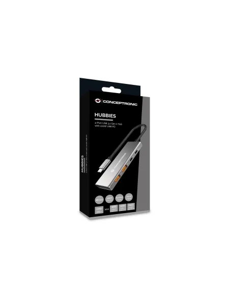 Conceptronic HUBBIES15G hub de interfaz USB 3.2 Gen 2 (3.1 Gen 2) Type-C 10000 Mbit s Gris