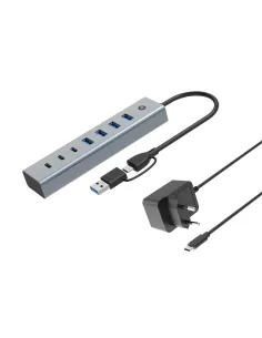Conceptronic HUBBIES20GP hub de interfaz USB 3.2 Gen 1 (3.1 Gen 1) Type-C 5000 Mbit s Gris