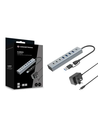 Conceptronic HUBBIES20GP hub de interfaz USB 3.2 Gen 1 (3.1 Gen 1) Type-C 5000 Mbit s Gris