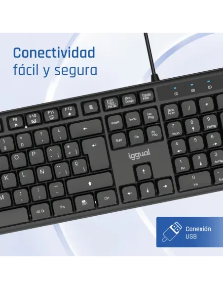 iggual Teclado USB estándar CK-SILENT-105T negro