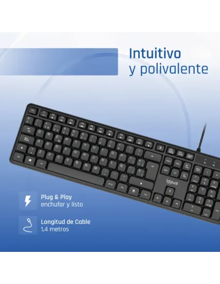 iggual Teclado USB estándar CK-SILENT-105T negro