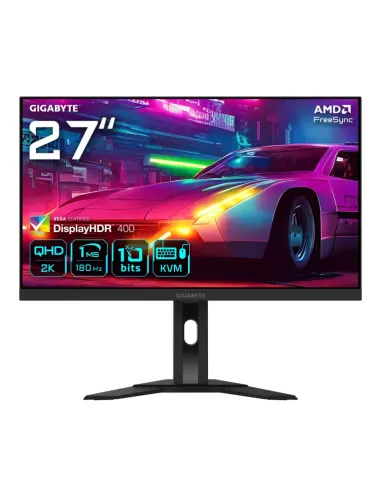 GIGABYTE M27QA ICE 27” Monitor de juegos QHD - 2560 x 1440 (QHD), 180Hz, 1ms, 350 cd/m², FreeSync, Display HDR400, HDMI 2.1, Dis