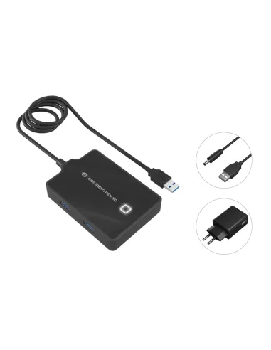 Conceptronic HUBBIES11BP base para portátil y replicador de puertos USB 3.2 Gen 1 (3.1 Gen 1) Type-A Negro