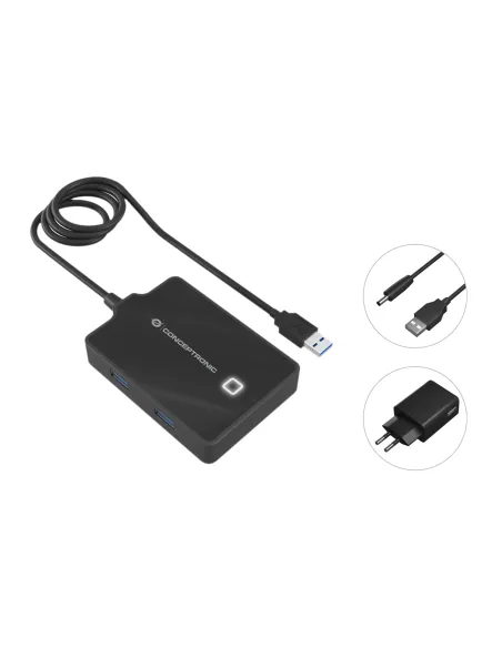 Conceptronic HUBBIES11BP base para portátil y replicador de puertos USB 3.2 Gen 1 (3.1 Gen 1) Type-A Negro
