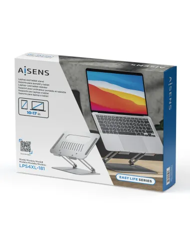AISENS Soporte de Sobremesa XL 10-17 Ajustable para Portatil   Tablet, Plata