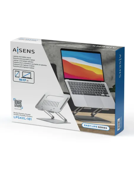 AISENS Soporte de Sobremesa XL 10-17 Ajustable para Portatil   Tablet, Plata