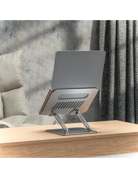 AISENS Soporte de Sobremesa XL 10-17 Ajustable para Portatil   Tablet, Plata