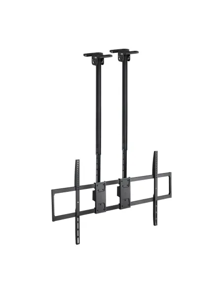 TooQ Soporte de Techo Extensible con doble mástil para Pantallas 60”-120", Negro