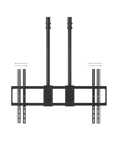 TooQ Soporte de Techo Extensible con doble mástil para Pantallas 60”-120", Negro