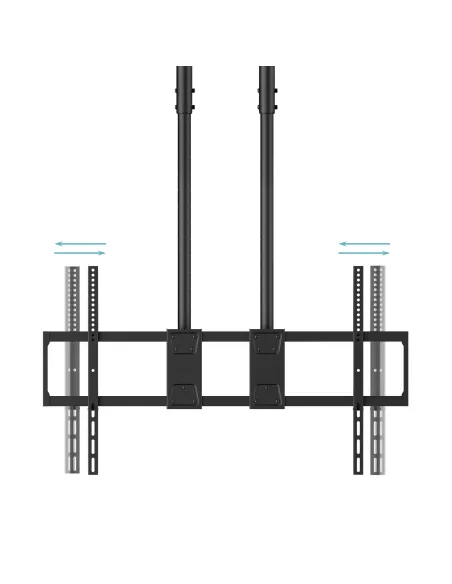 TooQ Soporte de Techo Extensible con doble mástil para Pantallas 60”-120", Negro